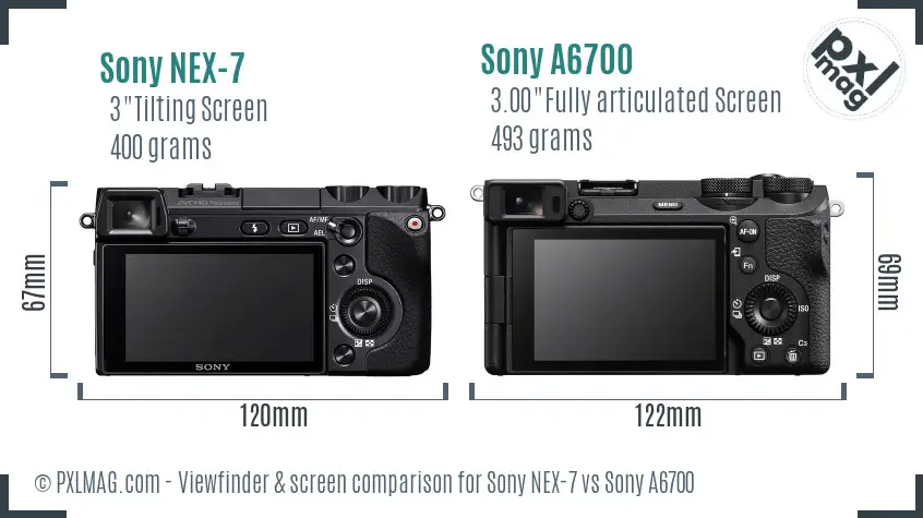 Sony NEX-7 vs Sony A6700 Screen and Viewfinder comparison