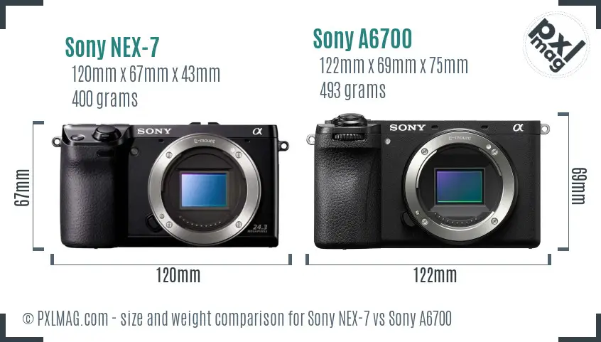Sony NEX-7 vs Sony A6700 size comparison