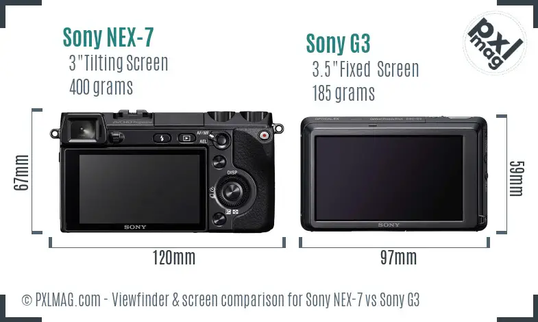 Sony NEX-7 vs Sony G3 Screen and Viewfinder comparison