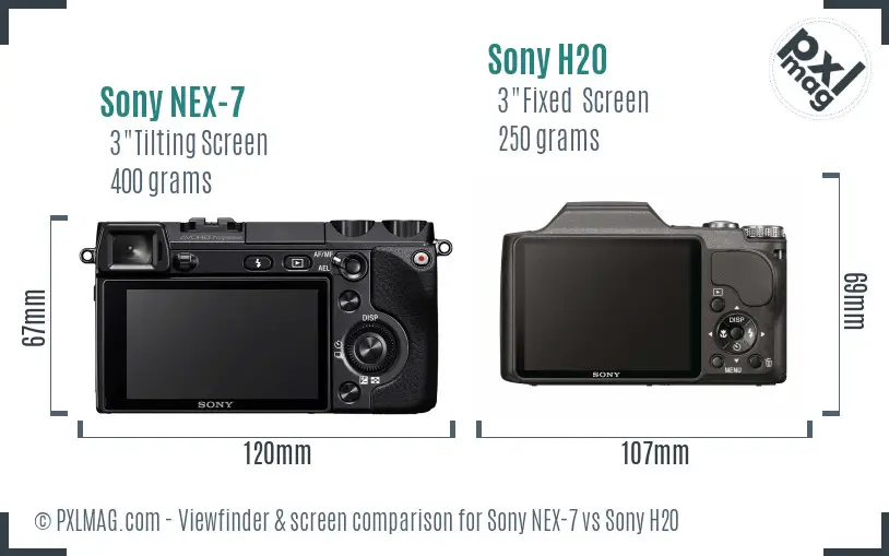 Sony NEX-7 vs Sony H20 Screen and Viewfinder comparison