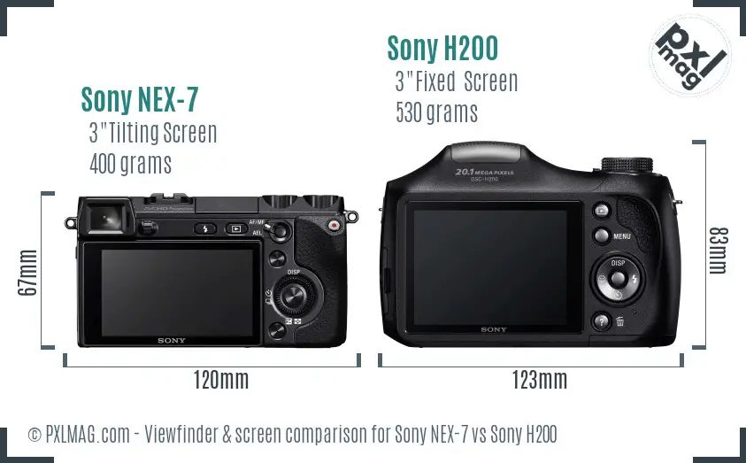 Sony NEX-7 vs Sony H200 Screen and Viewfinder comparison