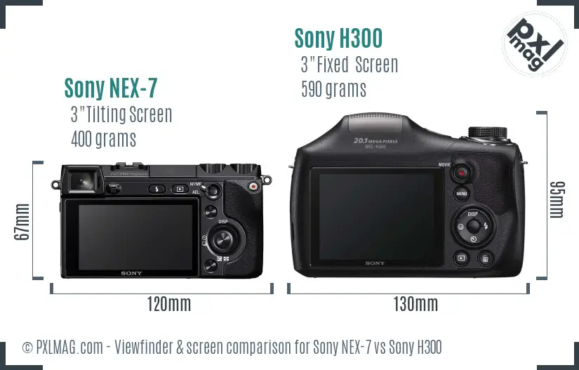 Sony NEX-7 vs Sony H300 Screen and Viewfinder comparison