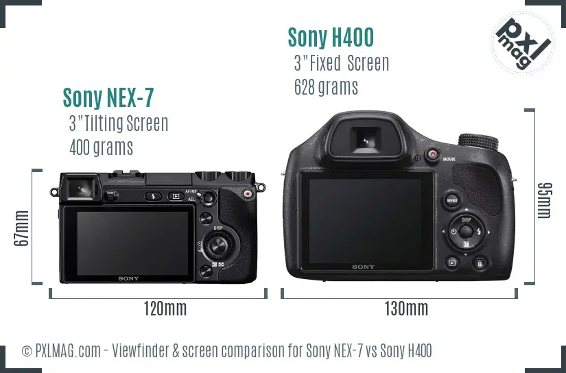 Sony NEX-7 vs Sony H400 Screen and Viewfinder comparison