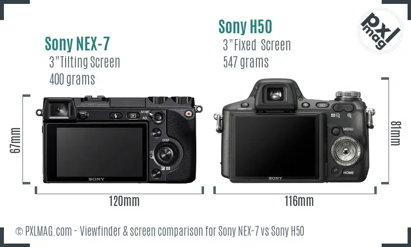 Sony NEX-7 vs Sony H50 Screen and Viewfinder comparison