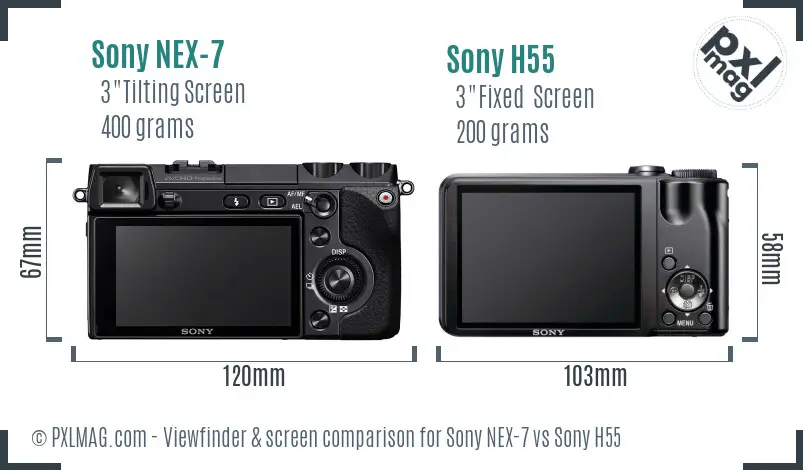 Sony NEX-7 vs Sony H55 Screen and Viewfinder comparison