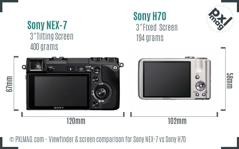 Sony NEX-7 vs Sony H70 Screen and Viewfinder comparison