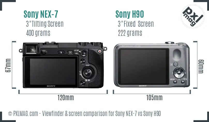 Sony NEX-7 vs Sony H90 Screen and Viewfinder comparison