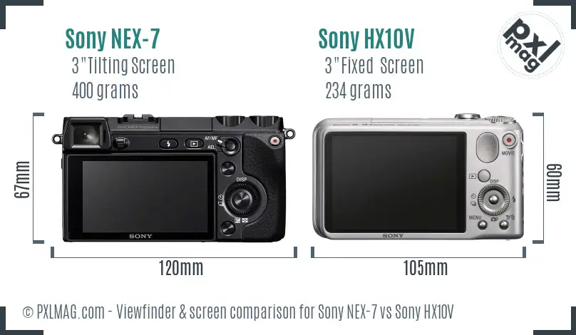 Sony NEX-7 vs Sony HX10V Screen and Viewfinder comparison