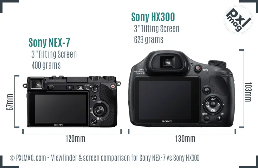Sony NEX-7 vs Sony HX300 Screen and Viewfinder comparison