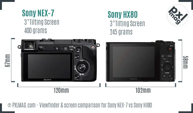 Sony NEX-7 vs Sony HX80 Screen and Viewfinder comparison