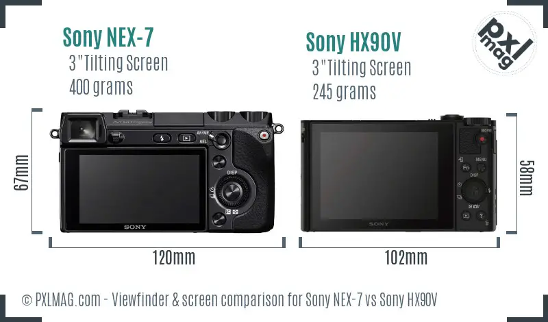 Sony NEX-7 vs Sony HX90V Screen and Viewfinder comparison