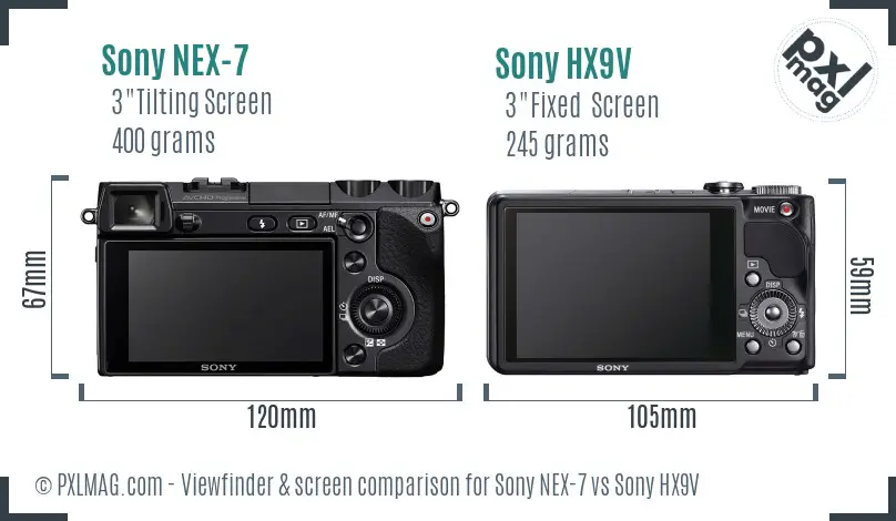Sony NEX-7 vs Sony HX9V Screen and Viewfinder comparison