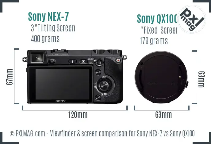 Sony NEX-7 vs Sony QX100 Screen and Viewfinder comparison