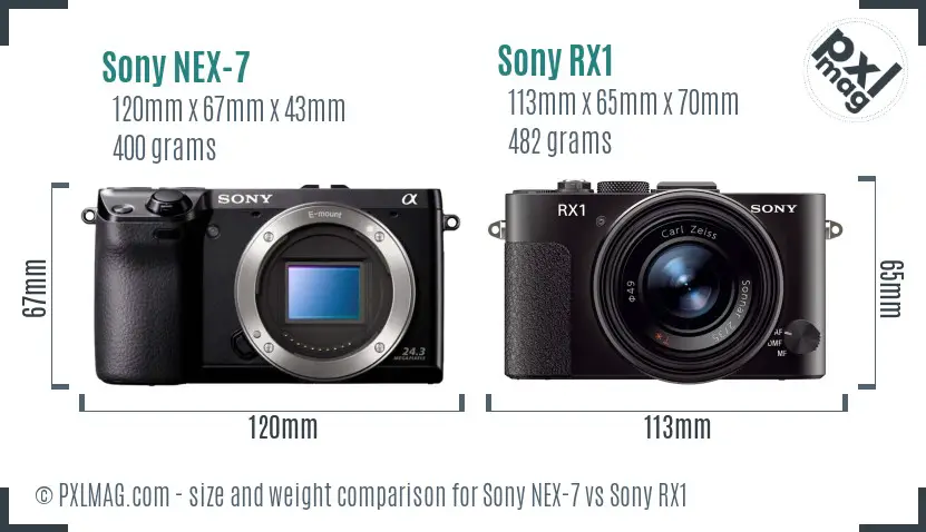 Sony NEX-7 vs Sony RX1 size comparison