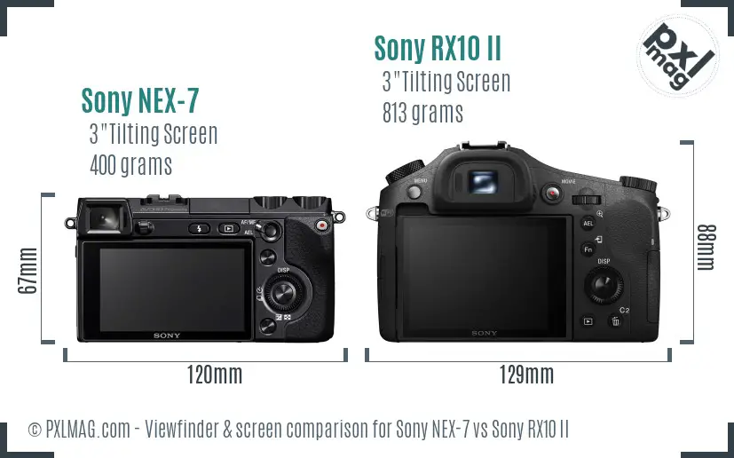 Sony NEX-7 vs Sony RX10 II Screen and Viewfinder comparison