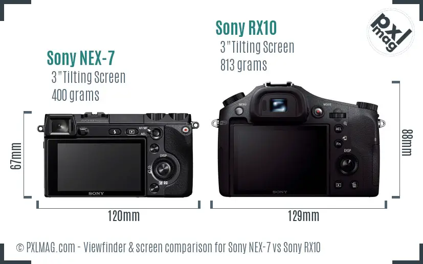Sony NEX-7 vs Sony RX10 Screen and Viewfinder comparison