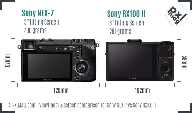 Sony NEX-7 vs Sony RX100 II Screen and Viewfinder comparison