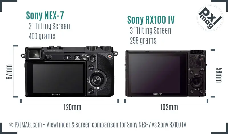 Sony NEX-7 vs Sony RX100 IV Screen and Viewfinder comparison