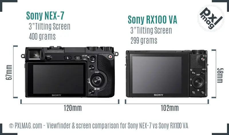 Sony NEX-7 vs Sony RX100 VA Screen and Viewfinder comparison