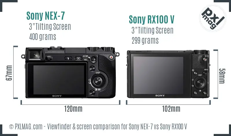 Sony NEX-7 vs Sony RX100 V Screen and Viewfinder comparison