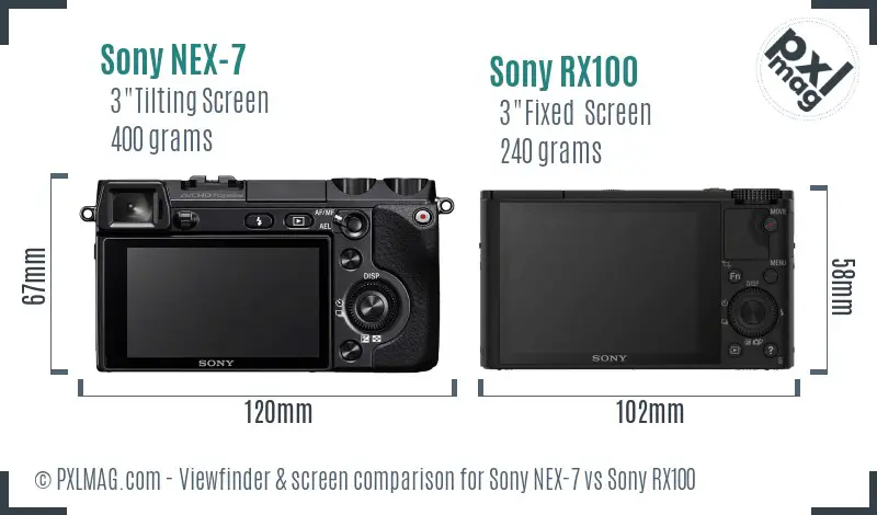 Sony NEX-7 vs Sony RX100 Screen and Viewfinder comparison