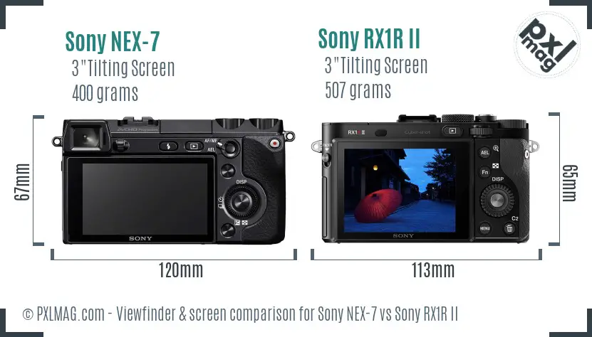Sony NEX-7 vs Sony RX1R II Screen and Viewfinder comparison
