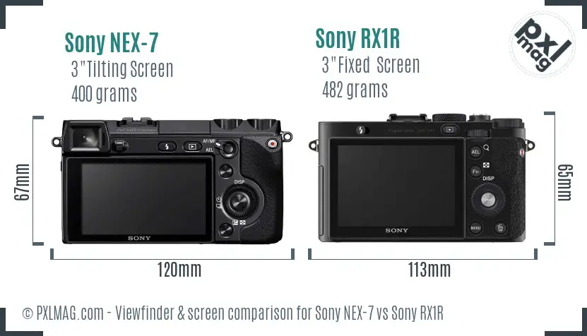 Sony NEX-7 vs Sony RX1R Screen and Viewfinder comparison