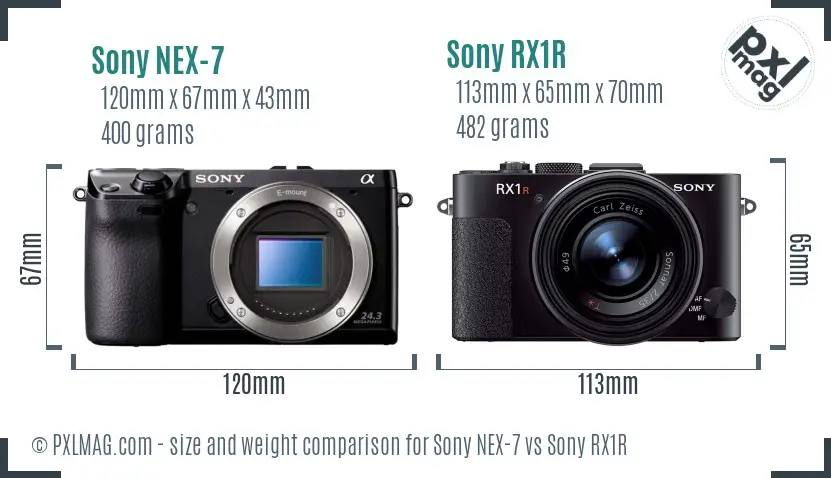 Sony NEX-7 vs Sony RX1R size comparison