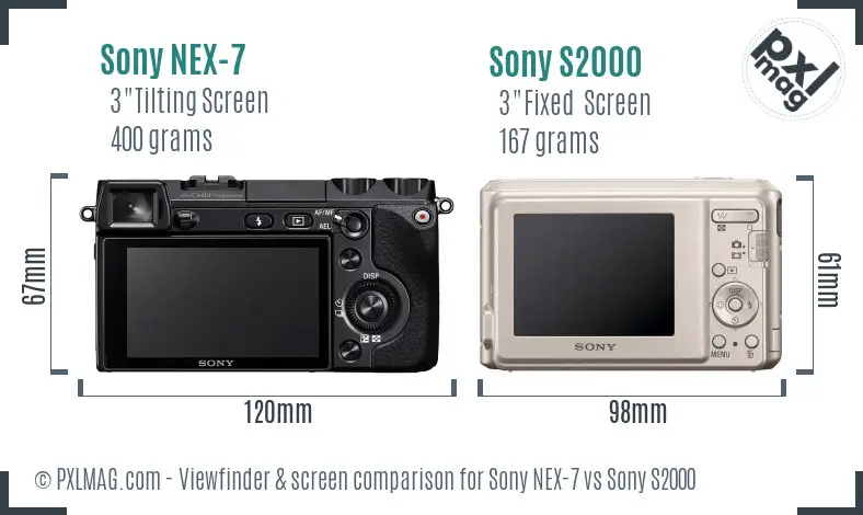 Sony NEX-7 vs Sony S2000 Screen and Viewfinder comparison