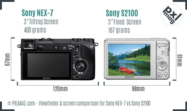 Sony NEX-7 vs Sony S2100 Screen and Viewfinder comparison