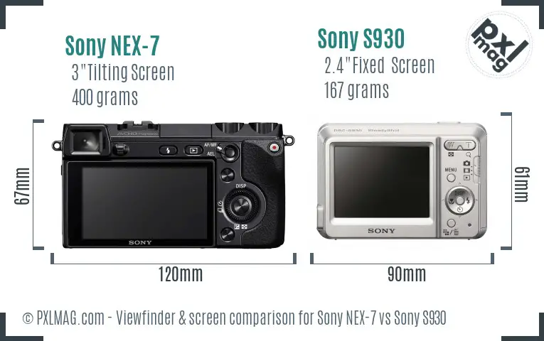 Sony NEX-7 vs Sony S930 Screen and Viewfinder comparison