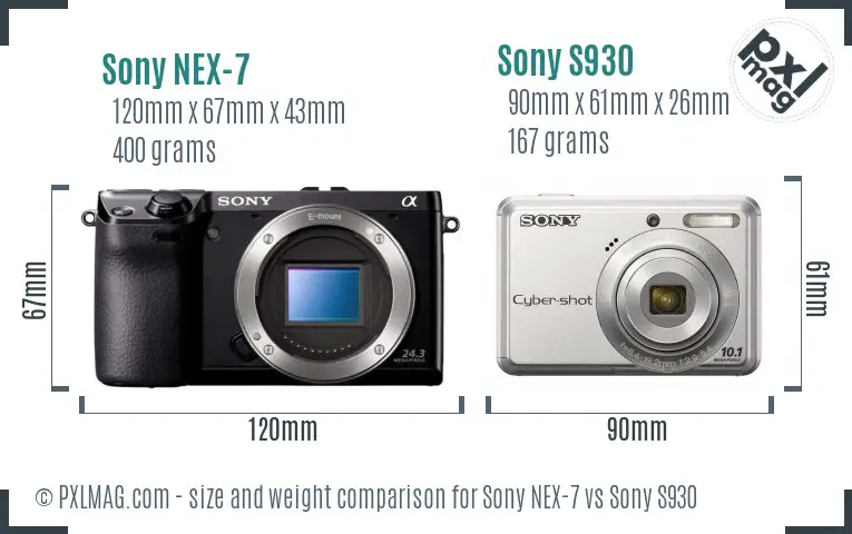 Sony NEX-7 vs Sony S930 size comparison