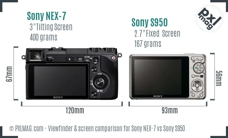 Sony NEX-7 vs Sony S950 Screen and Viewfinder comparison