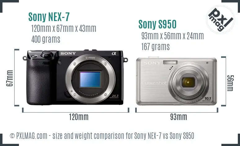 Sony NEX-7 vs Sony S950 size comparison