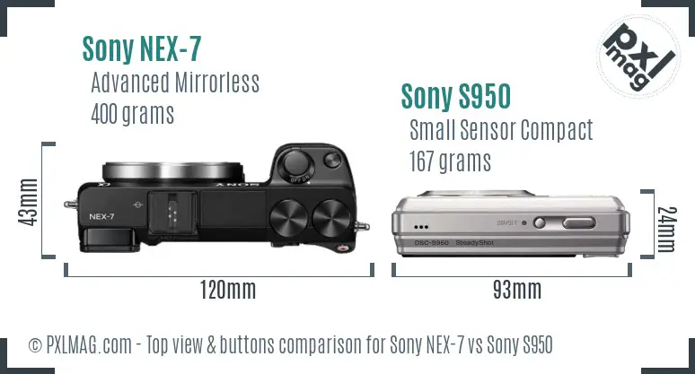 Sony NEX-7 vs Sony S950 top view buttons comparison