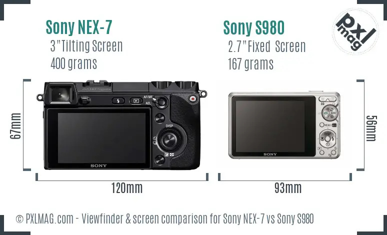 Sony NEX-7 vs Sony S980 Screen and Viewfinder comparison