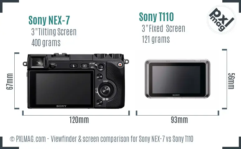 Sony NEX-7 vs Sony T110 Screen and Viewfinder comparison