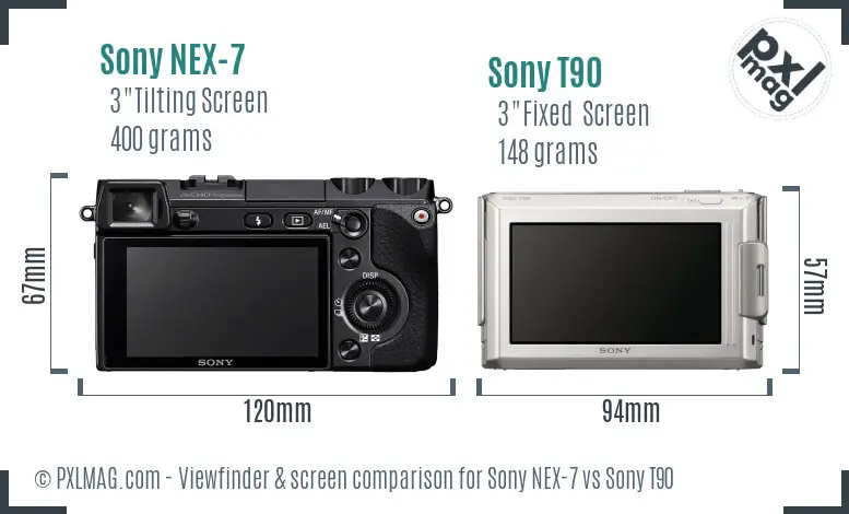 Sony NEX-7 vs Sony T90 Screen and Viewfinder comparison
