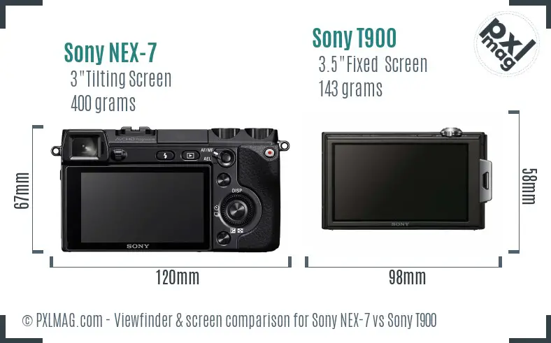Sony NEX-7 vs Sony T900 Screen and Viewfinder comparison