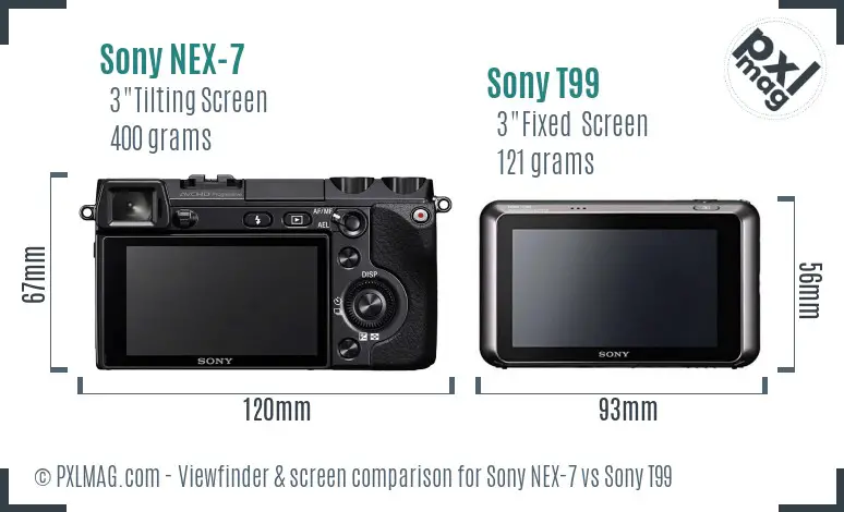 Sony NEX-7 vs Sony T99 Screen and Viewfinder comparison