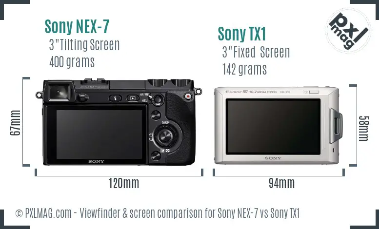 Sony NEX-7 vs Sony TX1 Screen and Viewfinder comparison