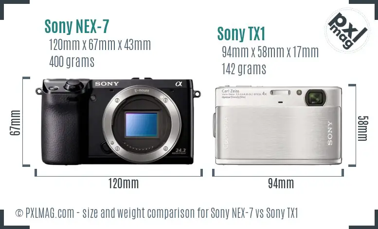 Sony NEX-7 vs Sony TX1 size comparison