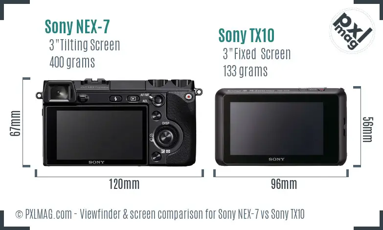 Sony NEX-7 vs Sony TX10 Screen and Viewfinder comparison