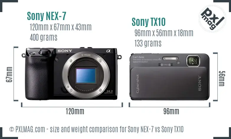Sony NEX-7 vs Sony TX10 size comparison