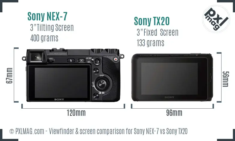 Sony NEX-7 vs Sony TX20 Screen and Viewfinder comparison