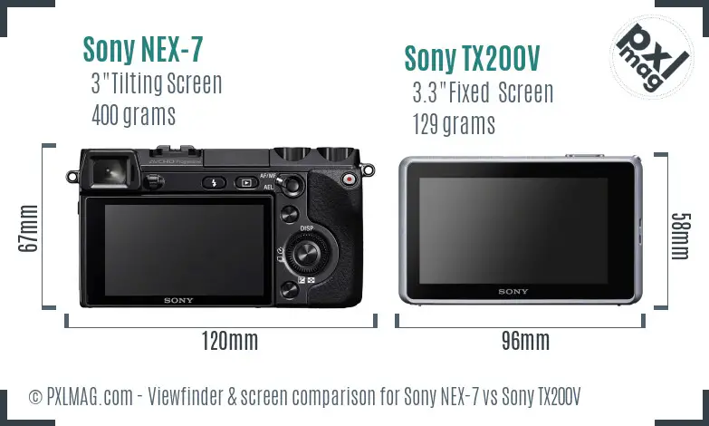 Sony NEX-7 vs Sony TX200V Screen and Viewfinder comparison