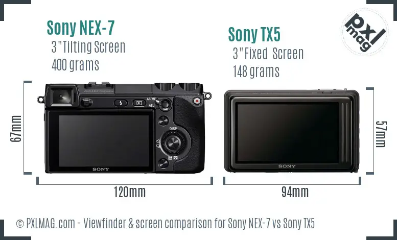 Sony NEX-7 vs Sony TX5 Screen and Viewfinder comparison