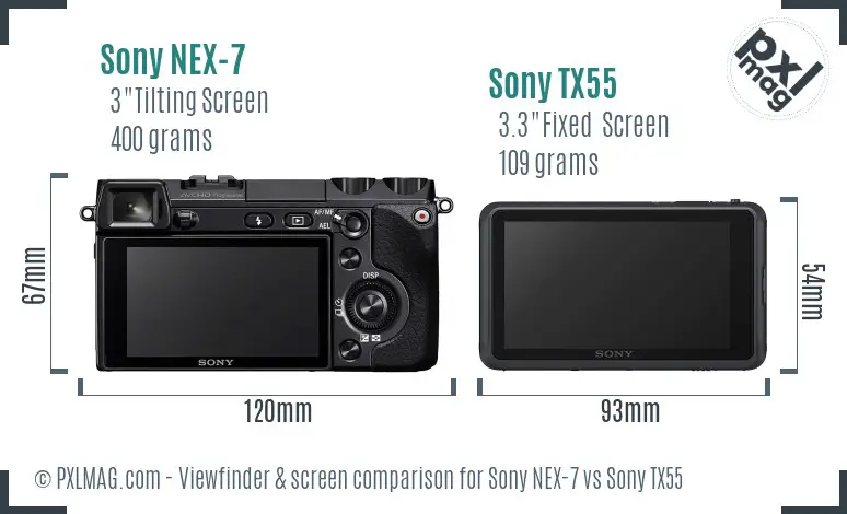 Sony NEX-7 vs Sony TX55 Screen and Viewfinder comparison