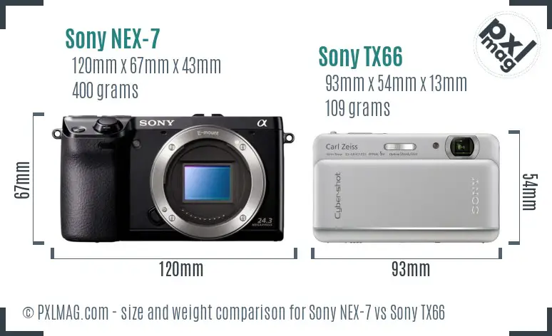 Sony NEX-7 vs Sony TX66 size comparison
