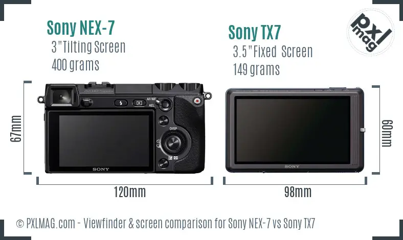 Sony NEX-7 vs Sony TX7 Screen and Viewfinder comparison